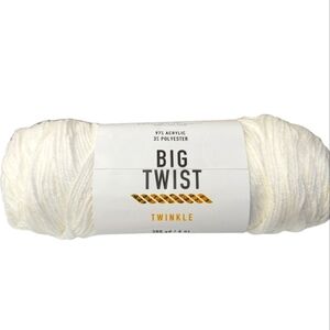 Big Twist Twinkle Acrylic Polyester Yarn White Sparkly Shine Knit Crochet Craft
